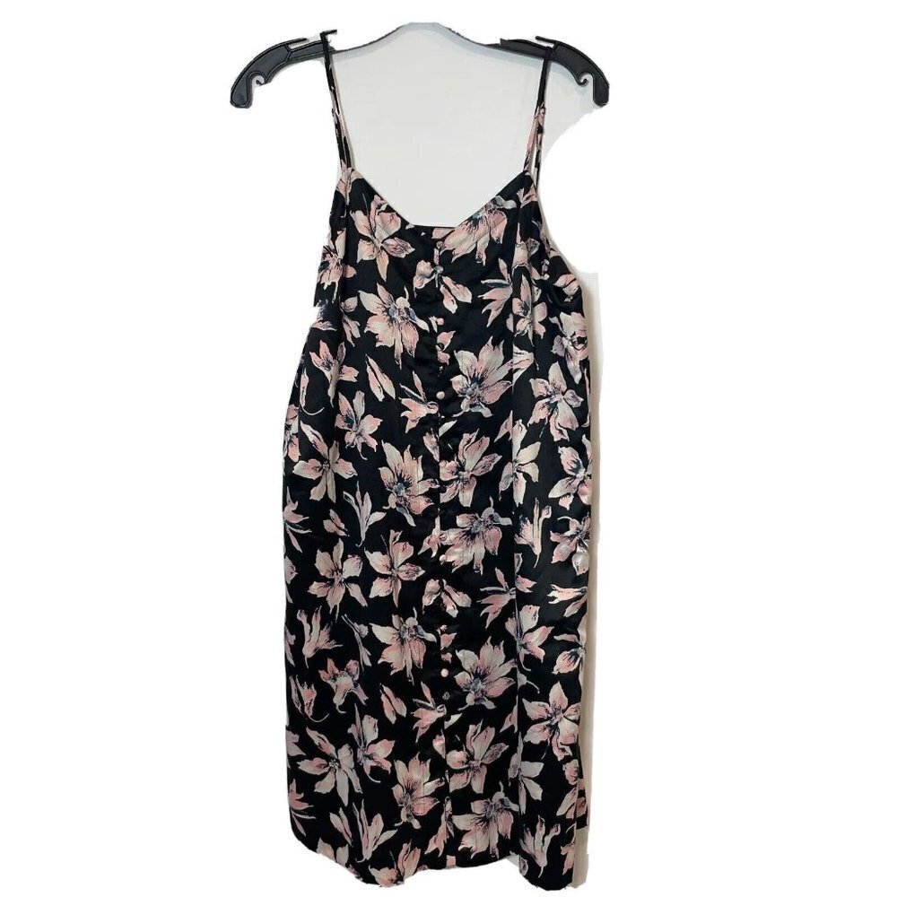 Madewell Womens Sleeveless Button Front Slip Shift Dress Black Sz 6 Floral K5987